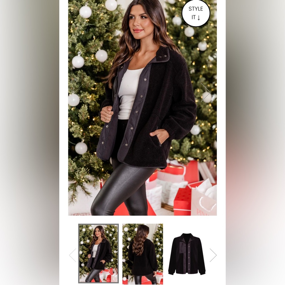 Make It Known Black Faux Fur Jacket | Pink Lily women size small